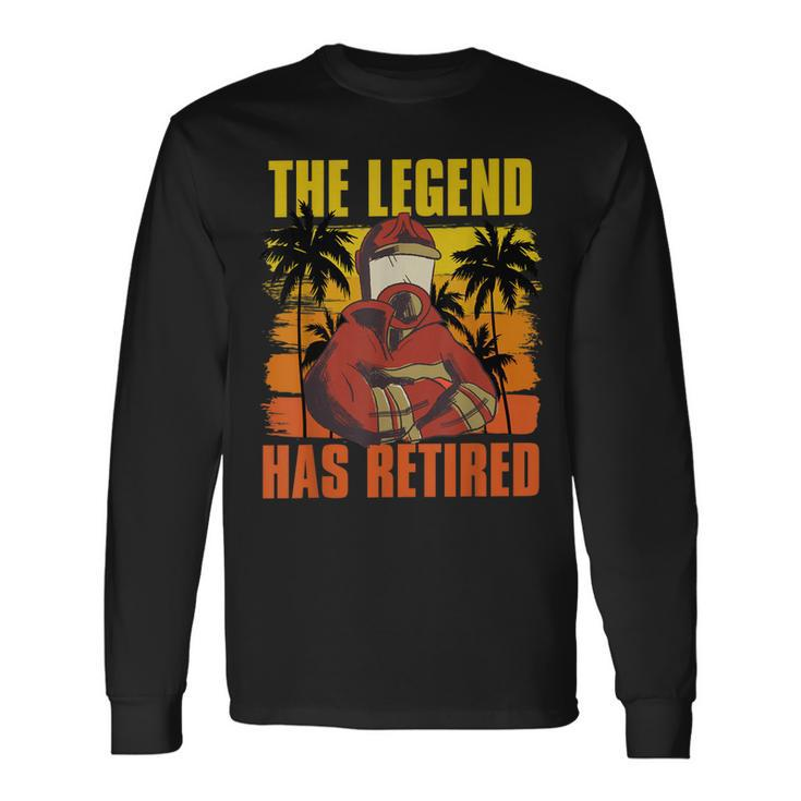 The Legend Has Retired Palm Trees Fireman Proud Firefighter Long Sleeve T-Shirt