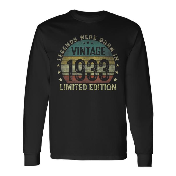 Legenden 1933 Geburt Langarmshirts, 90. Geburtstag Mann Design Geschenkideen