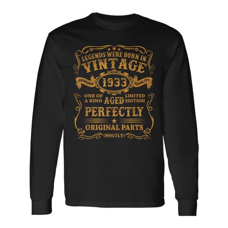 Legenden 1933 Geburtstag Langarmshirts, Geschenk zum 90. für Männer Geschenkideen