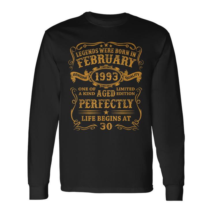 Legenden 1993 Geboren - 30 Geburtstag Mann V8 Langarmshirts, Februar Special Geschenkideen