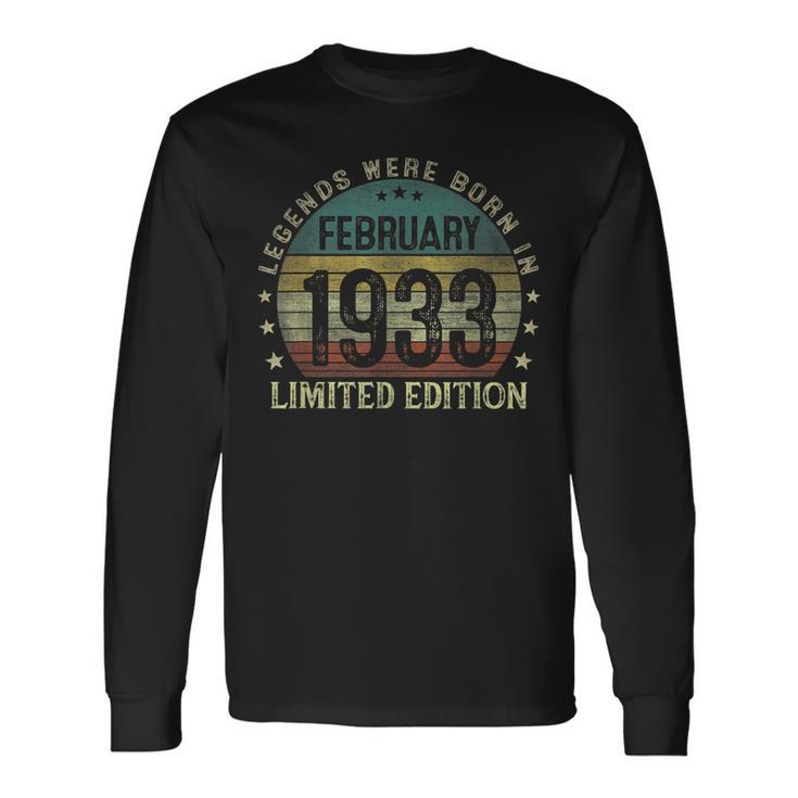 Legenden Feb 1933 Geburtstag Langarmshirts, 90 Jahre Retro Langarmshirts Geschenkideen