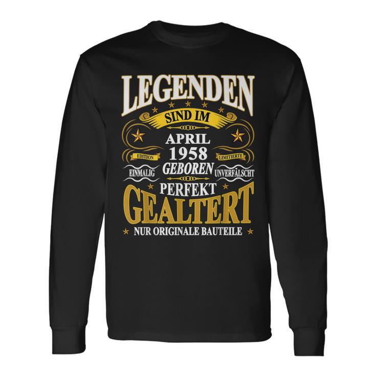 Legenden Sind Im April 1958 Geboren 65 Geburtstag Lustig V2 Langarmshirts Geschenkideen