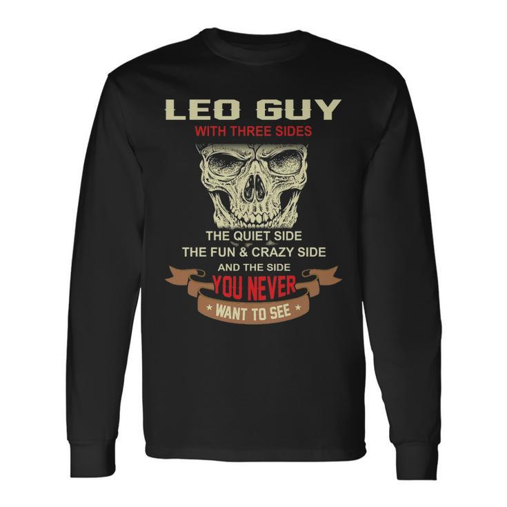 Leo Guy I Have 3 Sides Leo Guy Birthday Men Women Long Sleeve T-Shirt T-shirt Graphic Print