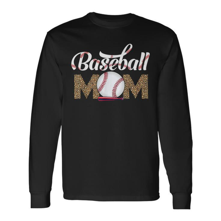 Leopard Baseball Mom Catcher Mom Life Long Sleeve T-Shirt