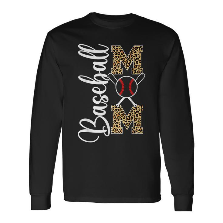 Leopard Baseball Softball Mom Mom Life Long Sleeve T-Shirt Gifts ideas