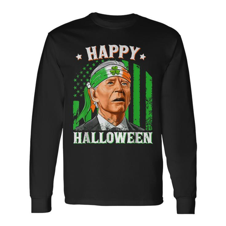 Leprechaun Biden Happy Halloween For St Patricks Day Long Sleeve T-Shirt