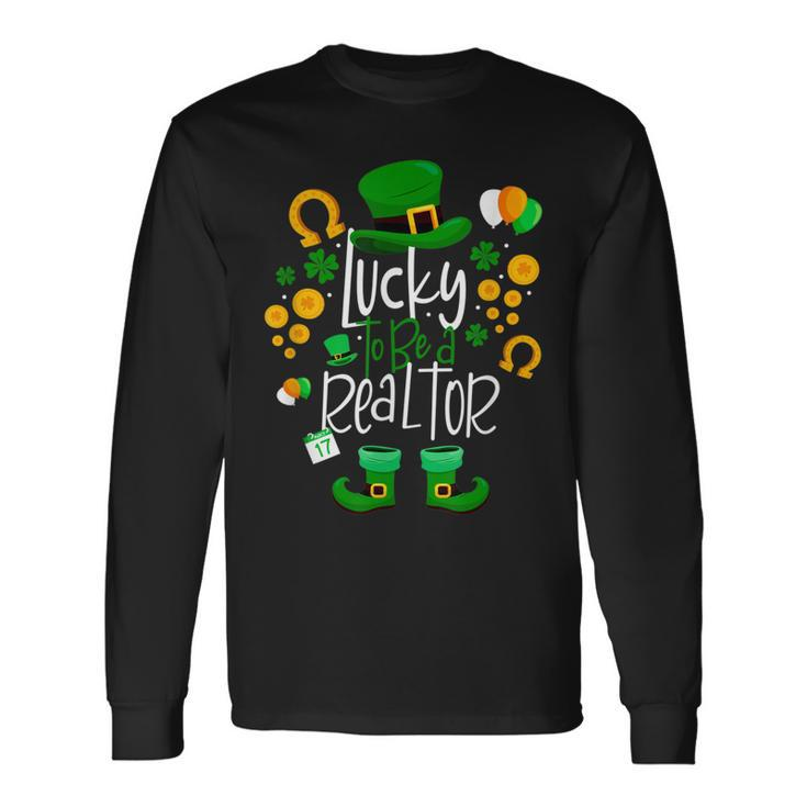 Leprechaun Realtor Lucky To Be A Realtor St Patricks Day Long Sleeve T-Shirt