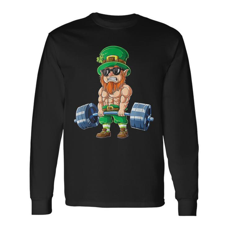 Leprechaun St Patricks Day Weightlifting Deadlift Fitness Long Sleeve T-Shirt