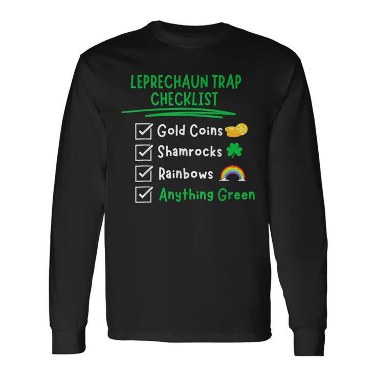Leprechaun Trap Checklist St Patricks Day Sarcasm Long Sleeve T-Shirt T-Shirt