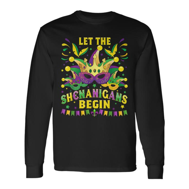 Let The Shenanigans Begin Mardi Gras Carnival Costume Party Long Sleeve T-Shirt