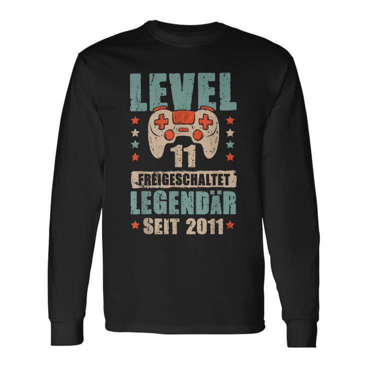 Level 11 Jahre Geburtstags Junge Gamer 2011 Geburtstag Langarmshirts Geschenkideen