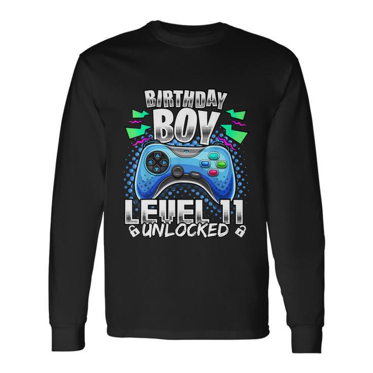 Level 11 Unlocked Video Game 11Th Birthday Gamer Boys Tshirt Long Sleeve T-Shirt