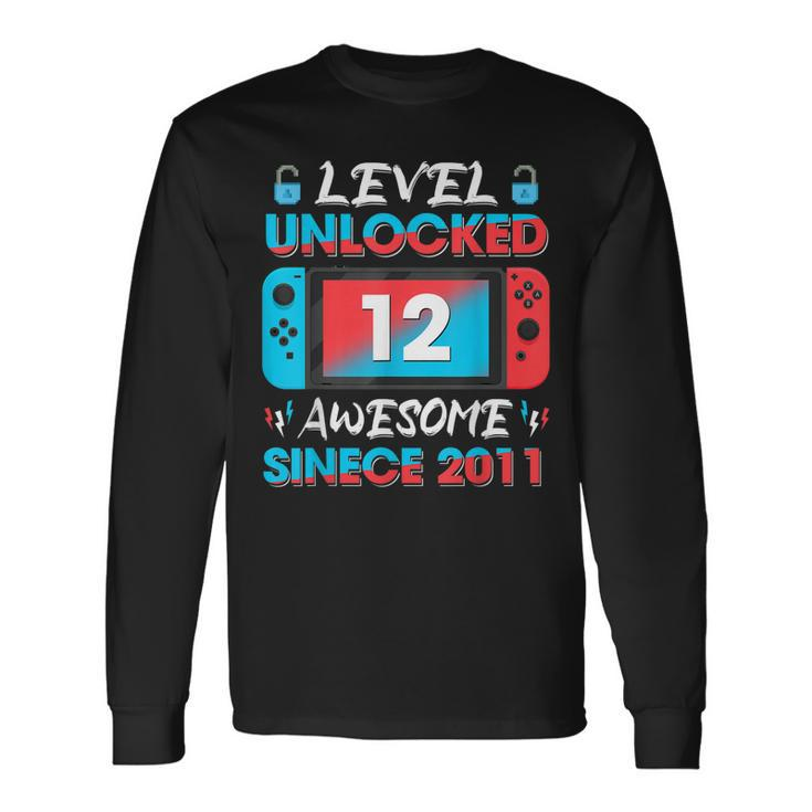 Level 12 Unlocked Awesome Since 2011 12Th Birthday Gaming V2 Long Sleeve T-Shirt