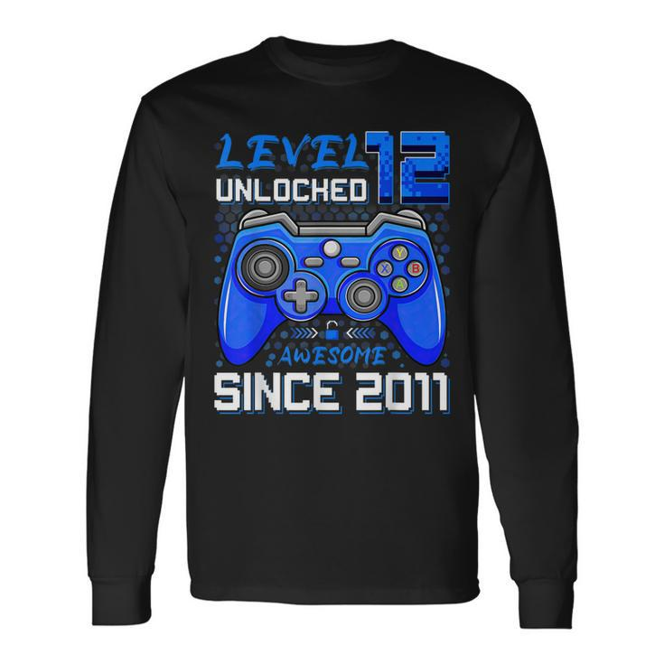 Level 12 Unlocked Awesome Since 2011 12Th Birthday Gaming V3 Long Sleeve T-Shirt