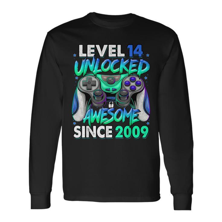 Level 14 Unlocked Awesome Since 2009 14Th Birthday Gaming Long Sleeve T-Shirt T-Shirt