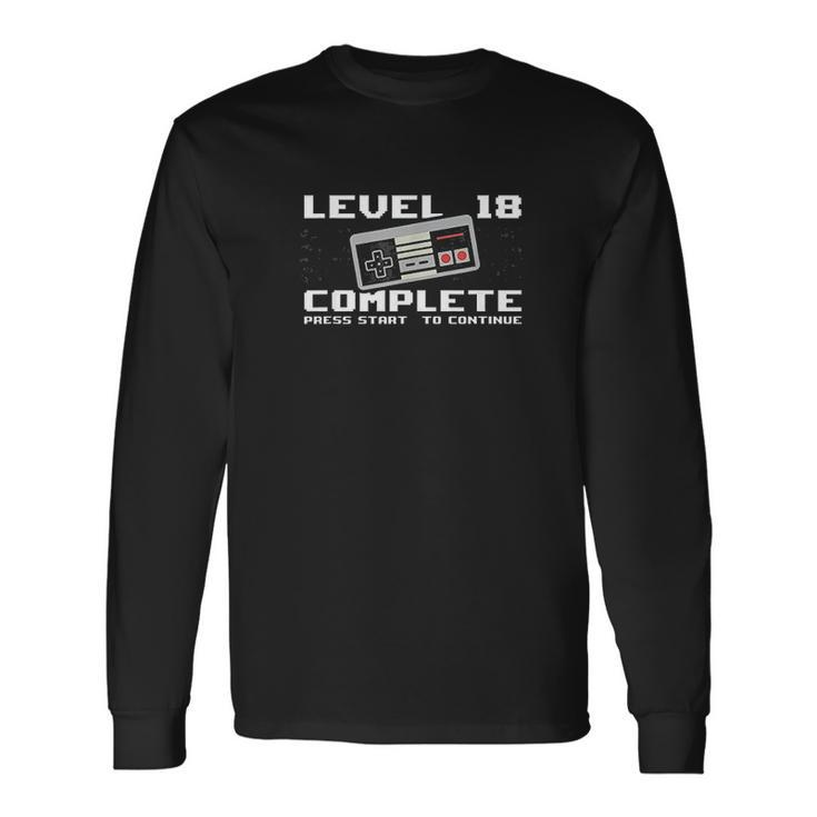 Level 18 Complete 2004 18 Years Old Gamer 18Th Birthday Men Women Long Sleeve T-Shirt T-shirt Graphic Print