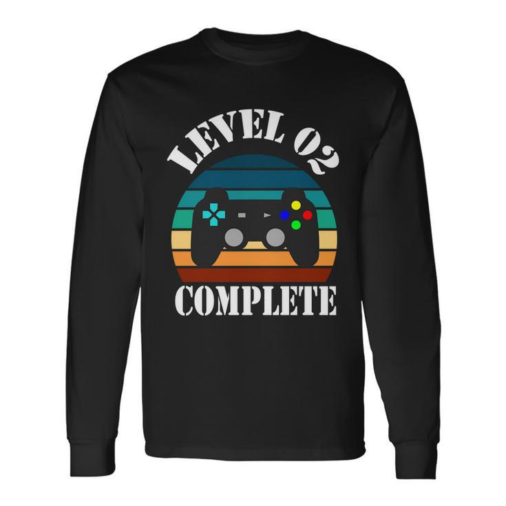 Level 2 Complete 2Nd Wedding Anniversary Video Gamer Long Sleeve T-Shirt