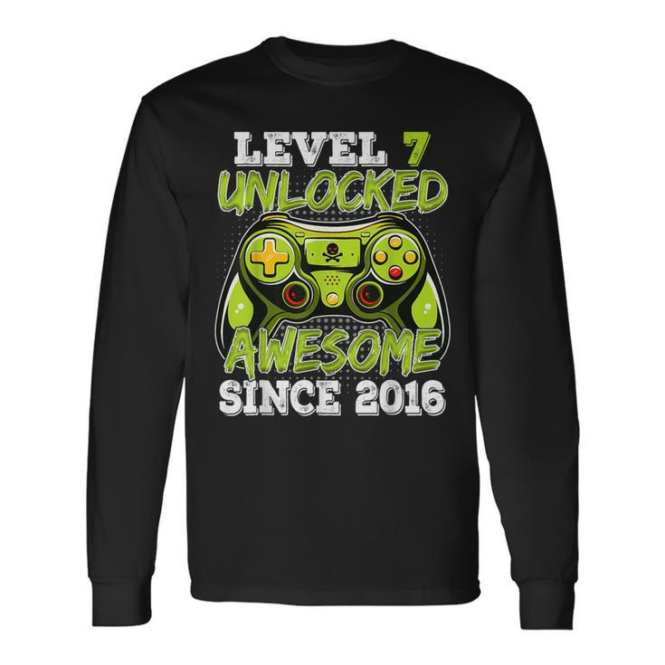 Level 7 Unlocked Birthday Awesome Since 2016 7 Years Old Long Sleeve T-Shirt