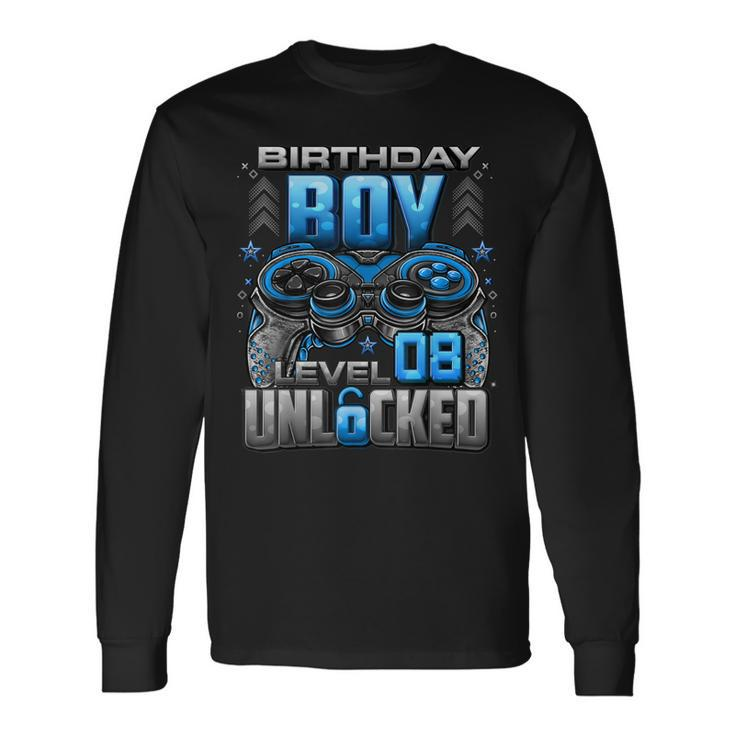 Level 8 Unlocked Awesome Since 2015 8Th Birthday Gaming Long Sleeve T-Shirt T-Shirt
