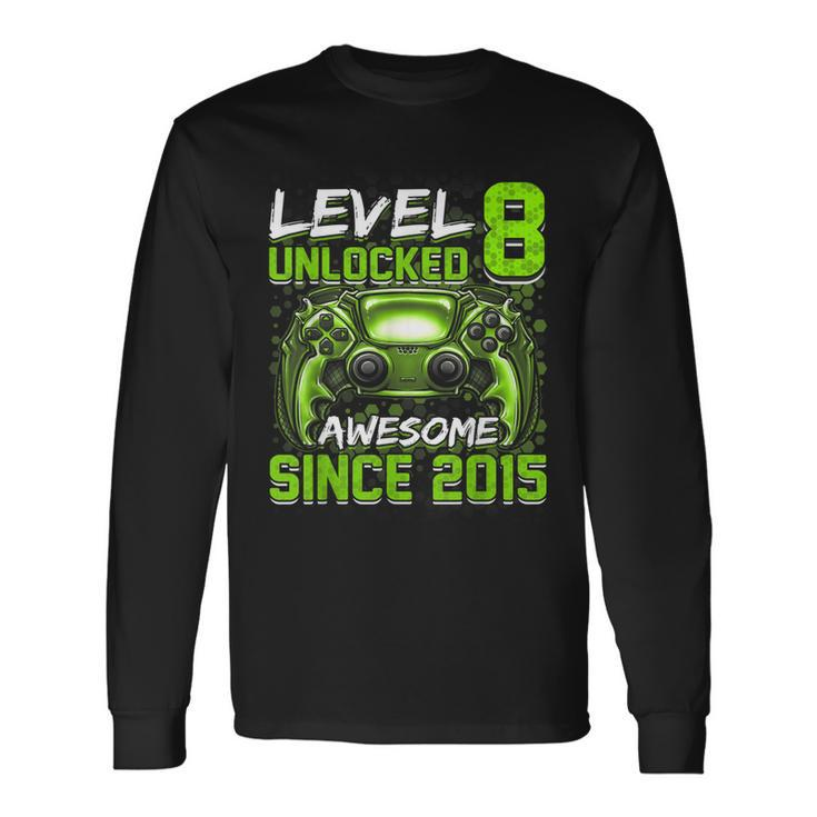 Level 8 Unlocked Awesome Since 2015 8Th Birthday Gaming V3 Long Sleeve T-Shirt