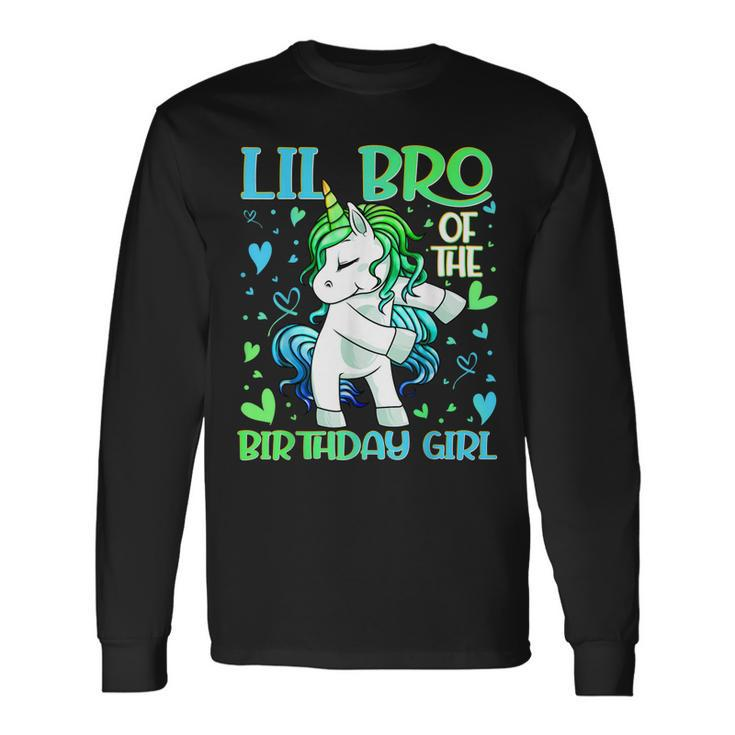 Lil Bro Of The Birthday Girl Flossing Unicorn Little Brother Long Sleeve T-Shirt T-Shirt