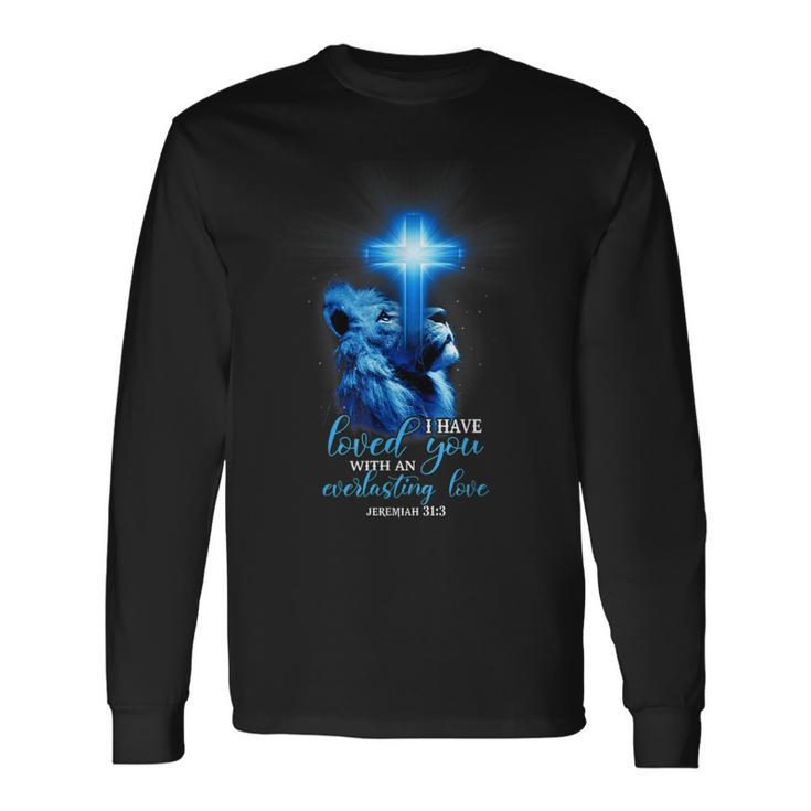 Lion Cross Christian Saying Religious Quote V2 Long Sleeve T-Shirt