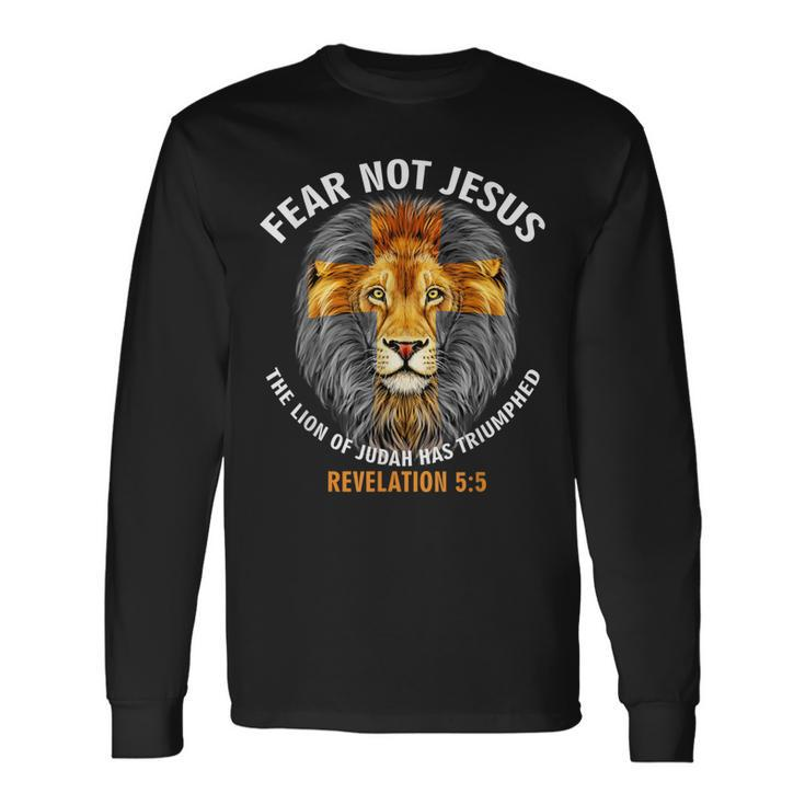 Lion Cross Jesus Christian Lord God Believer V2 Long Sleeve T-Shirt