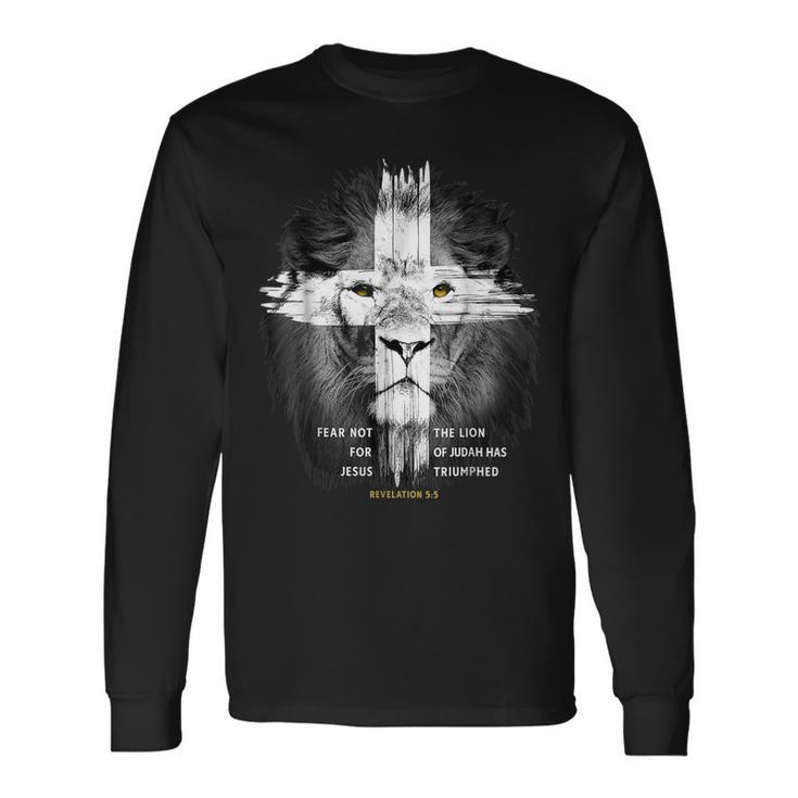 Lion Cross Jesus Christian Lord God Believer V3 Long Sleeve T-Shirt