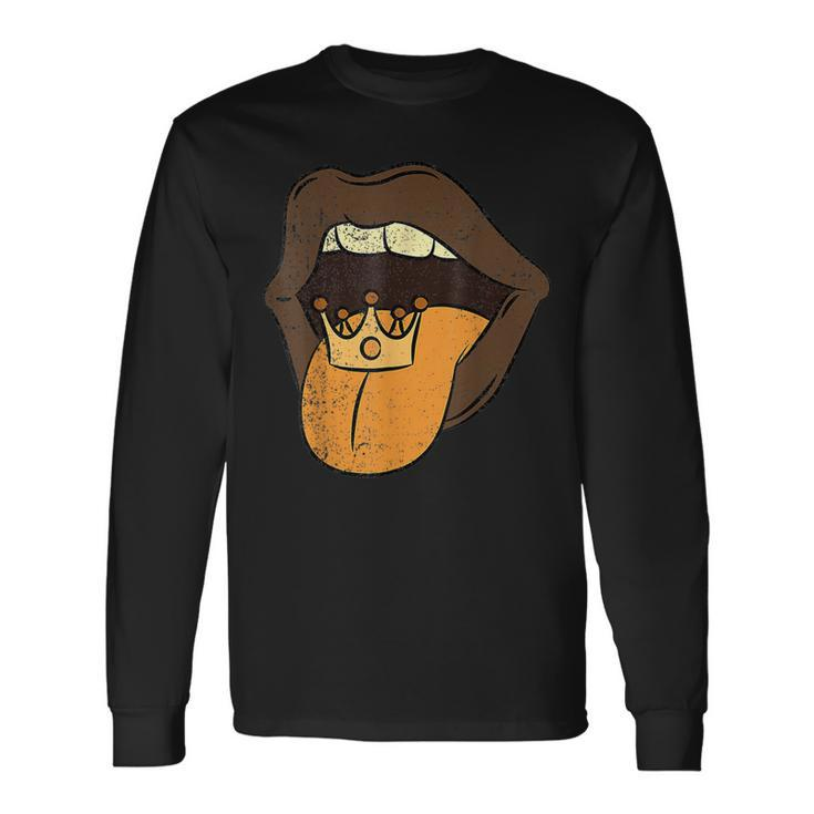Lips With Tongue Out Black History Month Afro Frican Pride Long Sleeve T-Shirt