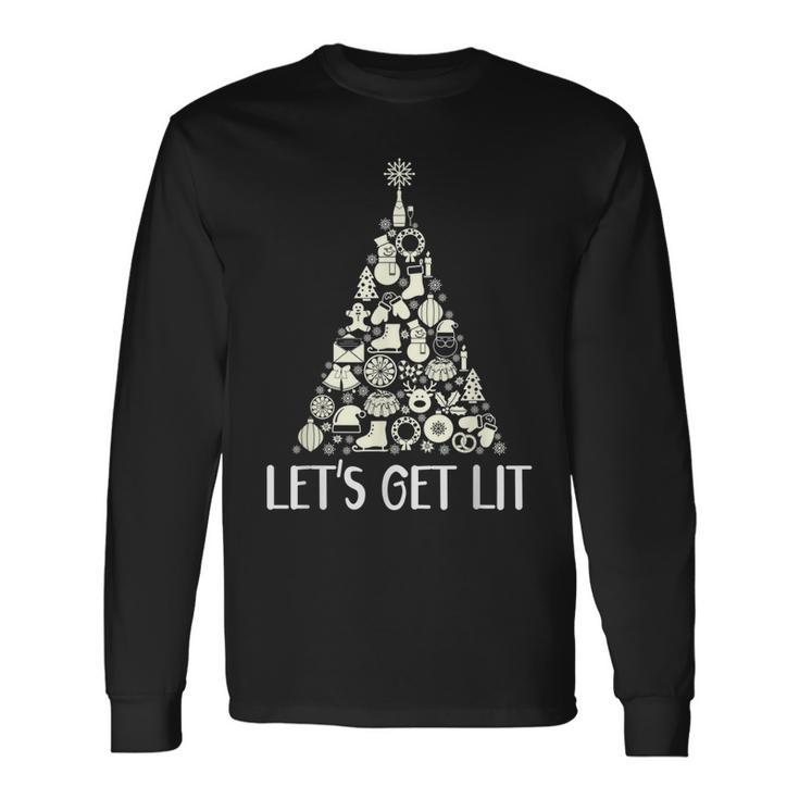 Lets Get Lit Weihnachtsbaum Geschenke Lebkuchen Schneemann Langarmshirts Geschenkideen