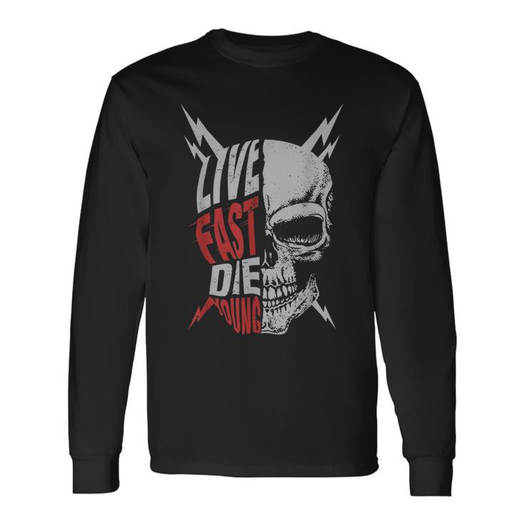 Live Fast Die Young Vintage Distressed Motorcycle Long Sleeve T-Shirt T-Shirt