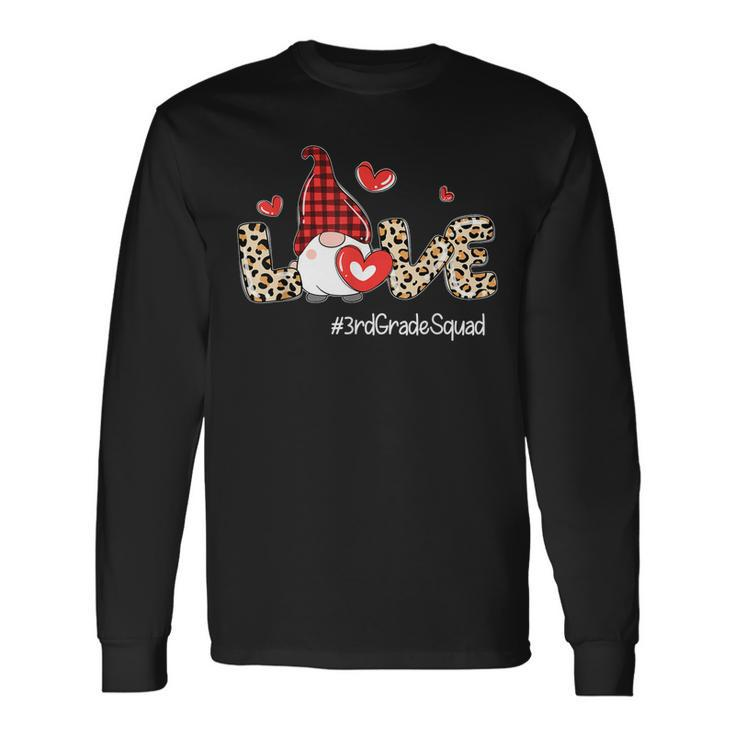 Love 3Rd Grade Squad Gnome Hearts Valentines Gnome Teacher Long Sleeve T-Shirt