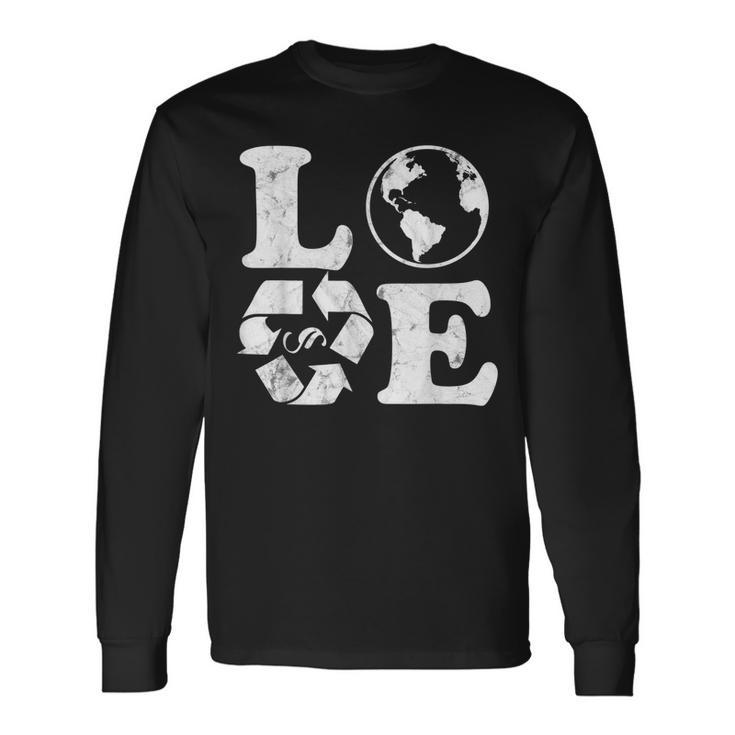 Love Earth Day 90S Vintage Recycling Earth Day Long Sleeve T-Shirt T-Shirt