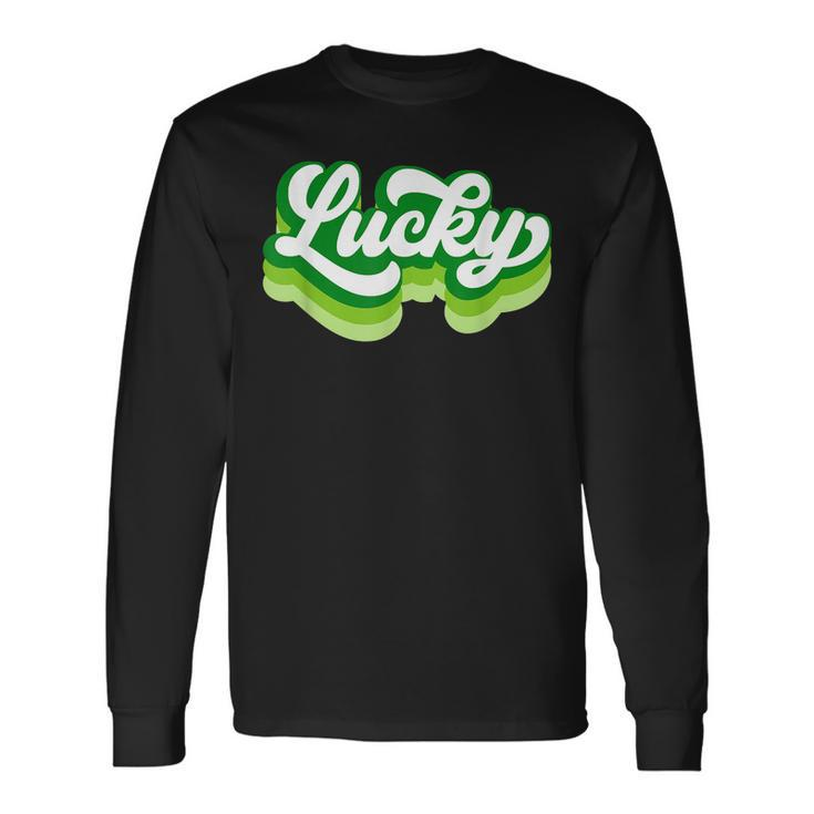 Lucky Green Retro St Patricks Day Irish Long Sleeve T-Shirt
