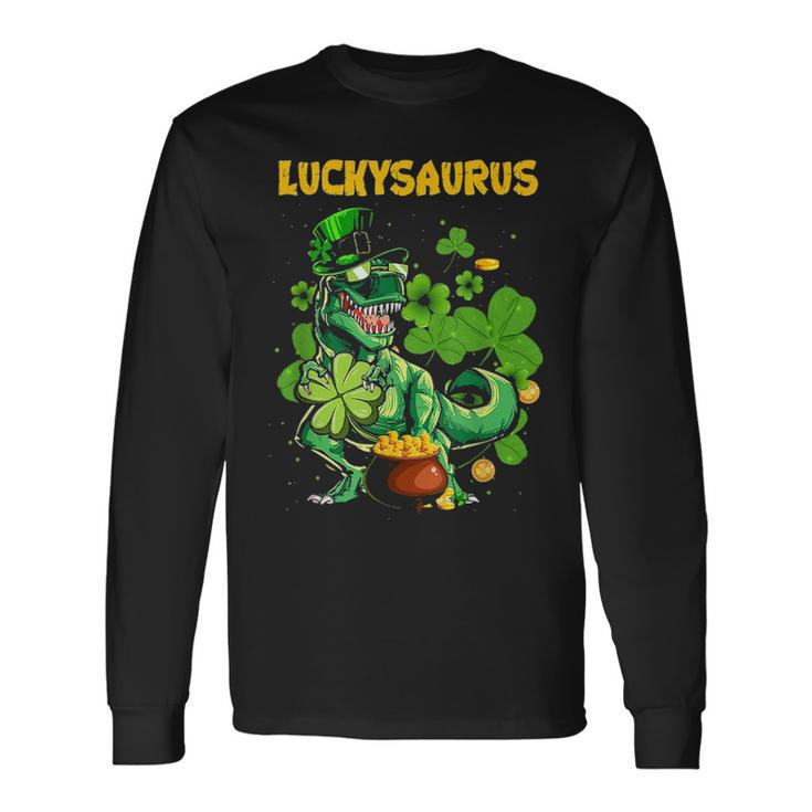 Luckysaurus Irish Leprechaun Dinosaur Rex St Patricks Day Long Sleeve T-Shirt