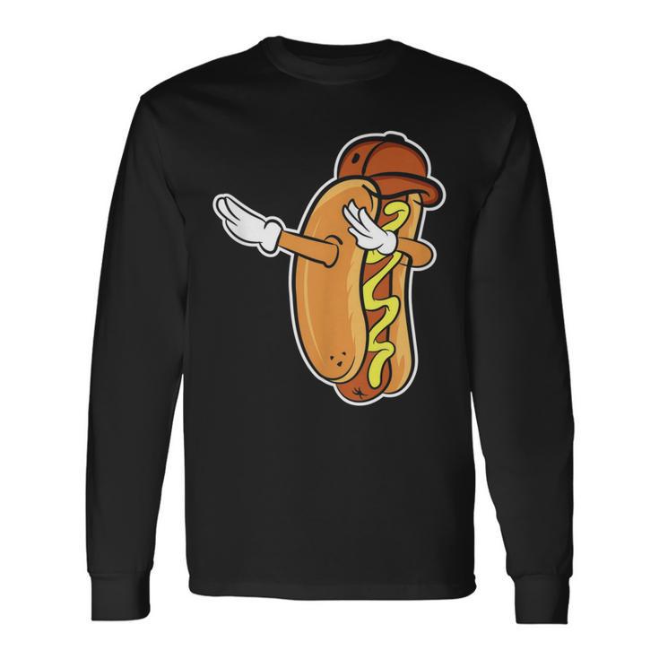 Lustiges Hot Dog Dabbing Langarmshirts, Tanzendes Würstchen Design Geschenkideen