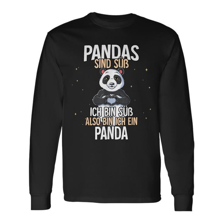 Lustiges Panda Langarmshirts: Pandas sind süß - Ich bin ein Panda - Schwarz Geschenkideen