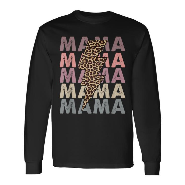 Mama Lightning Bolt Leopard Cheetah Mama Mini Matching Men Women Long Sleeve T-Shirt T-shirt Graphic Print Gifts ideas