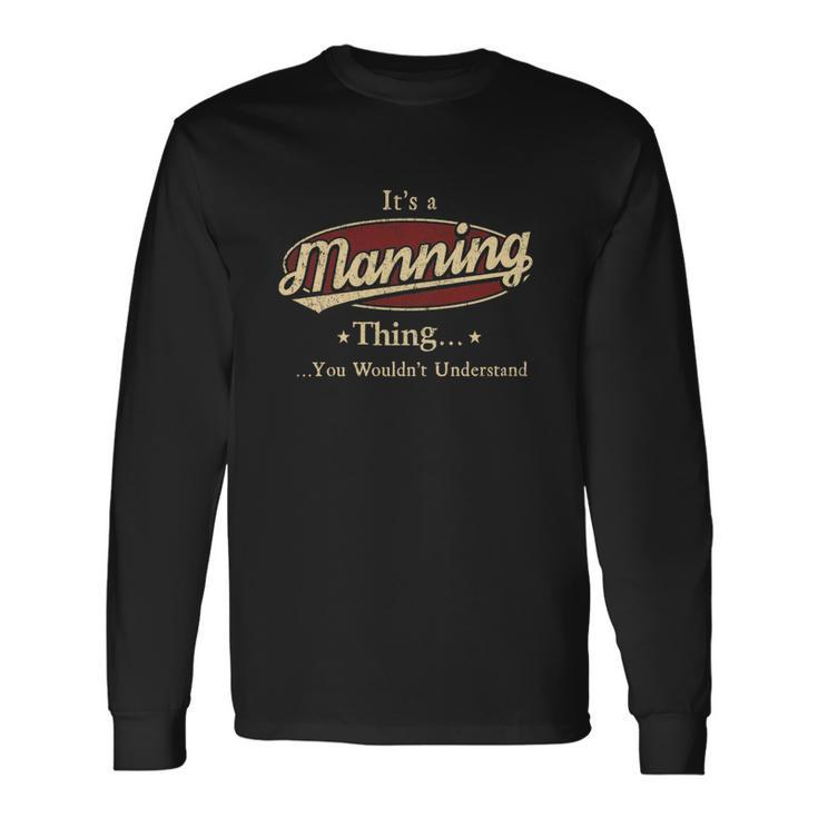 Manning Last Name Manning Name Crest Long Sleeve T-Shirt