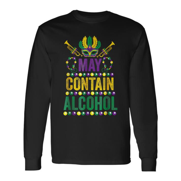 Mardi Gras Beer Drinkers May Contain Alcohol Mardi Gras 2023 Long Sleeve T-Shirt