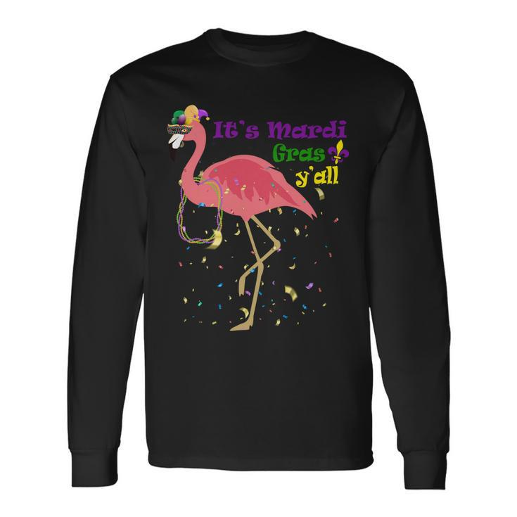 Mardi Gras Flamingo Long Sleeve T-Shirt
