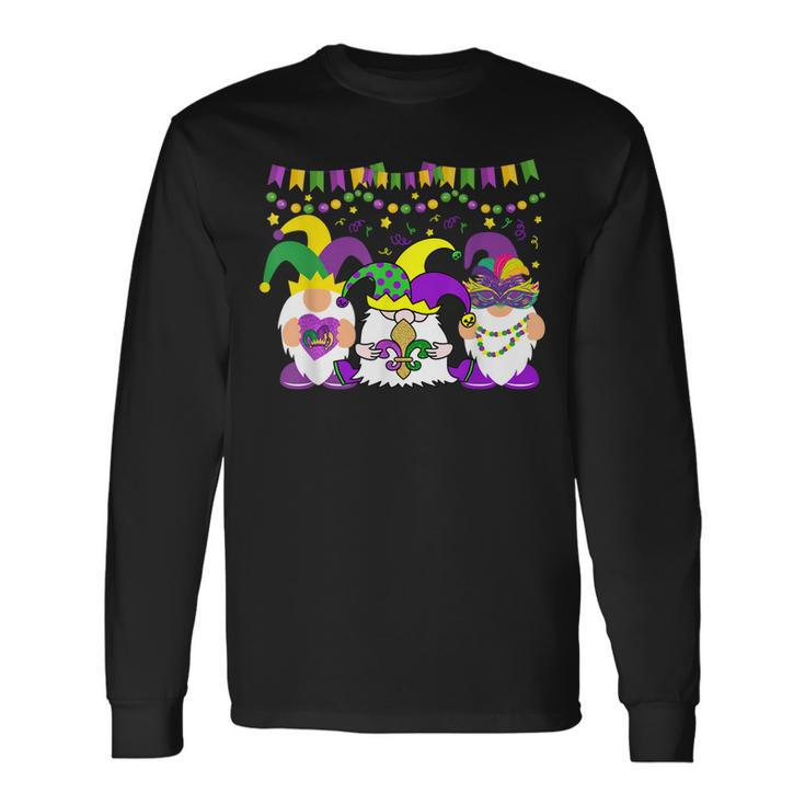 Mardi Gras Gnome Holding Mask Love Mardi Gras Costume Outfit Long Sleeve T-Shirt