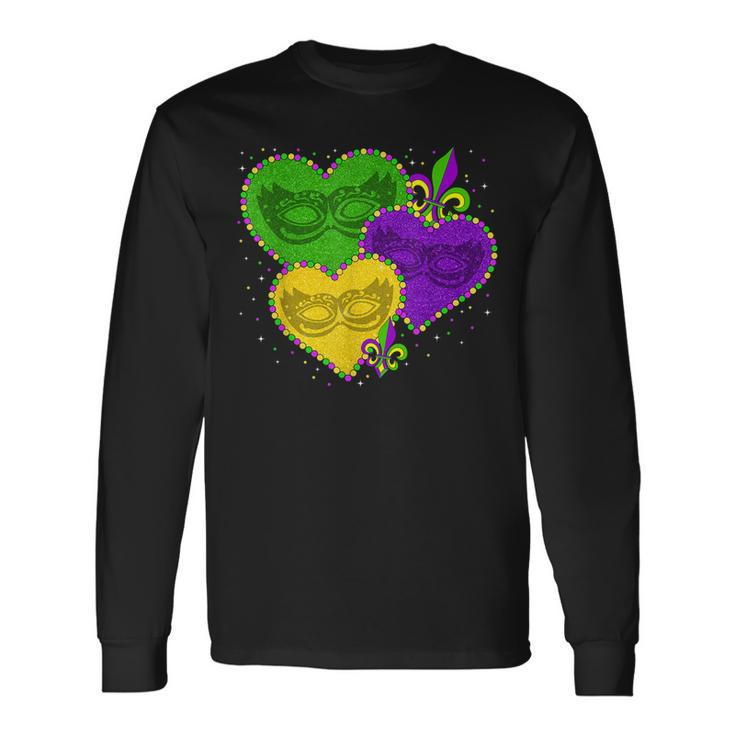 Mardi Gras Heart Fleur-De-Lys Symbol Mardi Gras Long Sleeve T-Shirt