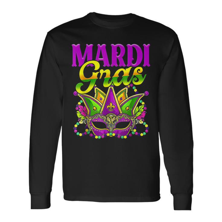 Mardi Gras Mask Beads Party Unique New Orleans Parade V3 Long Sleeve T-Shirt