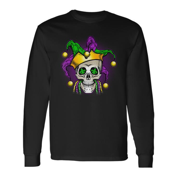 Mardi Gras Skull New Orleans Louisiana Mobile Alabama 2023 Long Sleeve T-Shirt