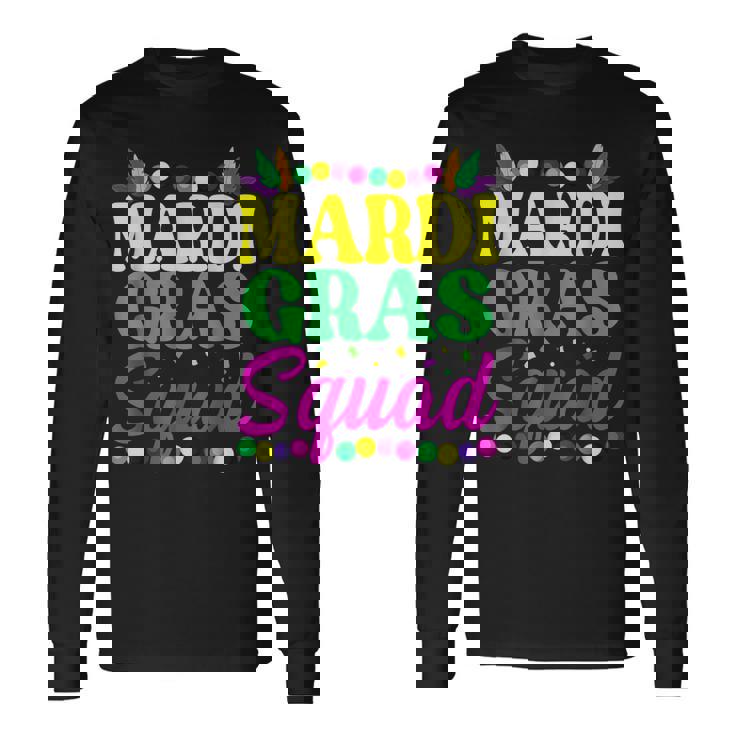 Mardi Gras Squad Mask Bead Festival Parade New Orleans V2 Long Sleeve T ...
