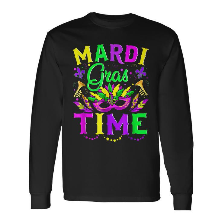 Mardi Gras Time Feathered Krewes Mask Mardi Gras V2 Long Sleeve T-Shirt
