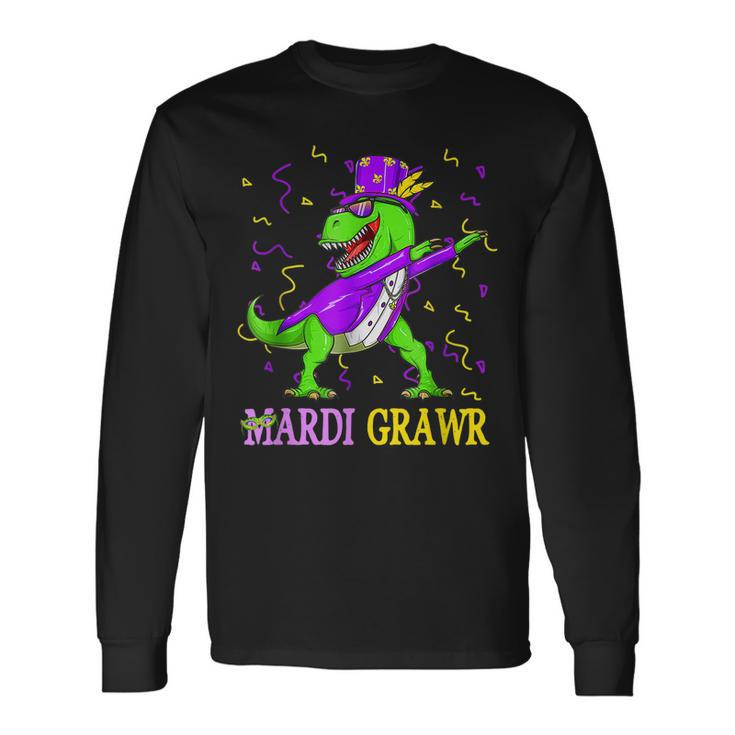 Mardi Graw Dinosaur Mardi Gras Let Shenanigans Begin Long Sleeve T-Shirt