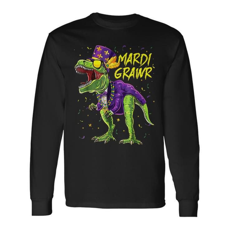 Mardi Grawr Rex Dinosaur Jester Hat Mardi Beads Mardi Gras V2 Long Sleeve T-Shirt