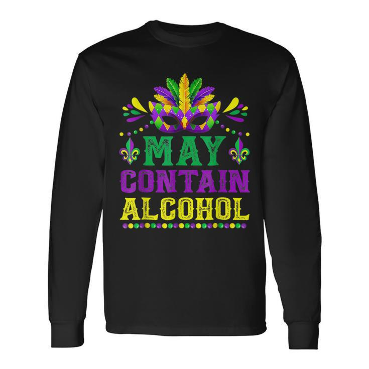 Mask May Contains Alcohol Mardi Gras Outfits Long Sleeve T-Shirt Gifts ideas